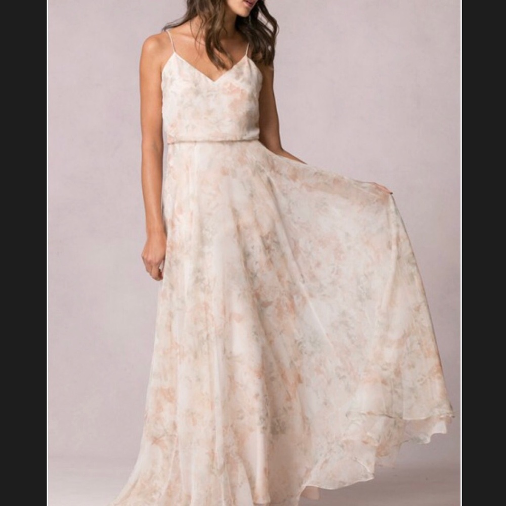 Jenny Yoo Inesse Blush Floral Maxi Dress